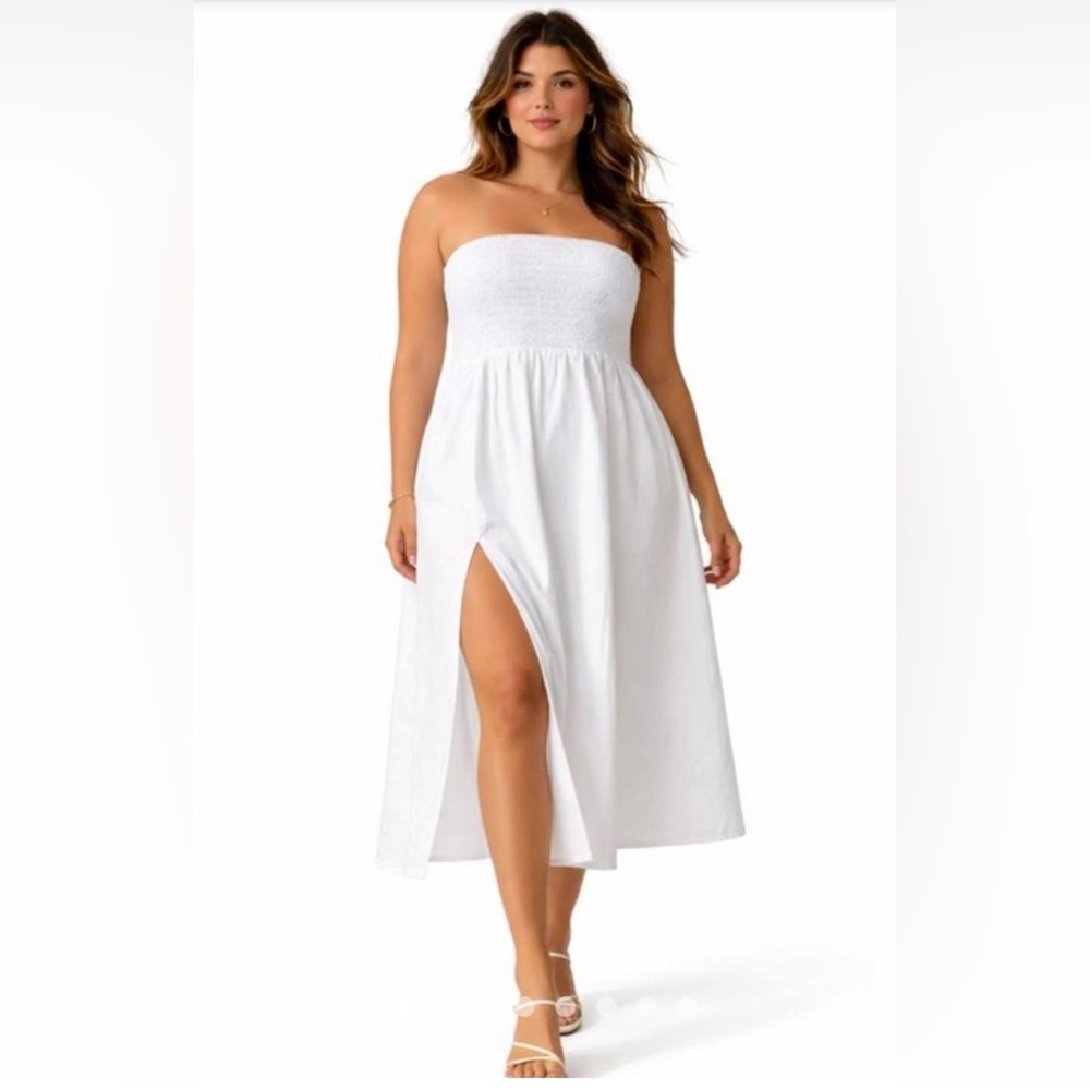 Wild Fable White Smocked Strapless Dress NWT